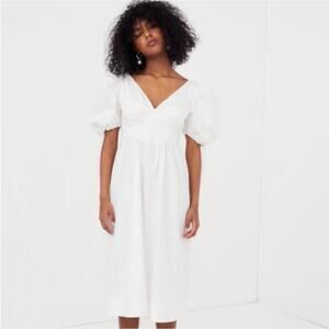For Love & Lemons Jocelyn Midi Organic Cotton Midi Dress in White, Medium